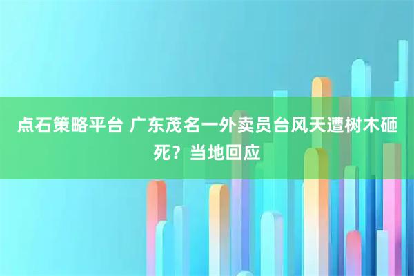 点石策略平台 广东茂名一外卖员台风天遭树木砸死？当地回应